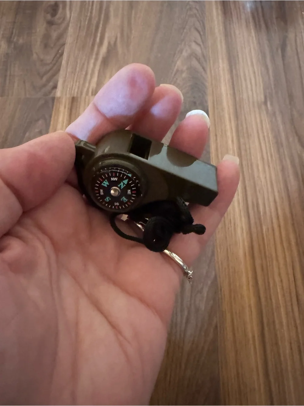 Olive Green Multi-Function Whistle with Compass - Outdoor Wearable